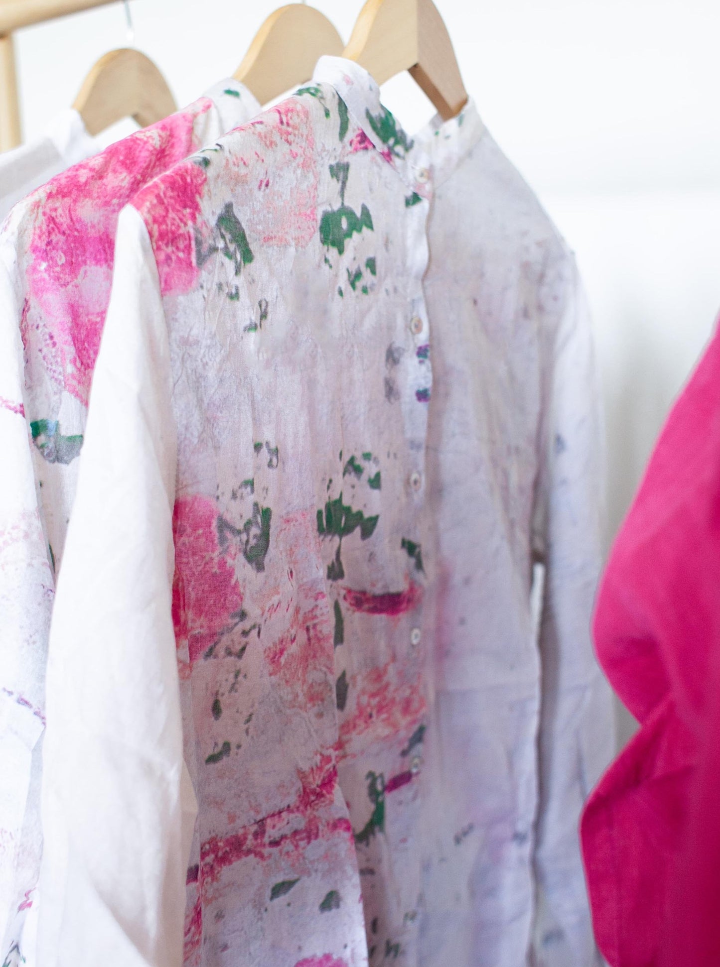 Pink flowers cotton shirt