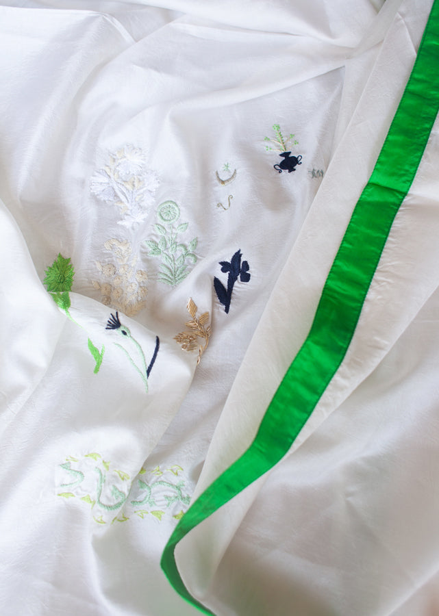 Hand embroidered silk stole