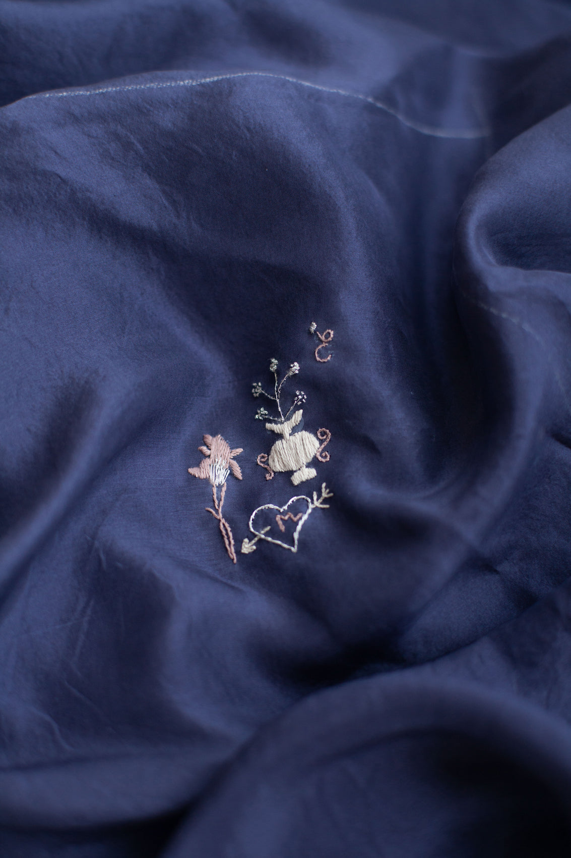 Embroidered Silk Blouse in Blue