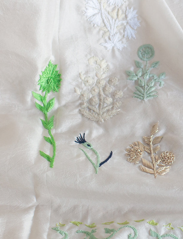 Hand embroidered silk stole