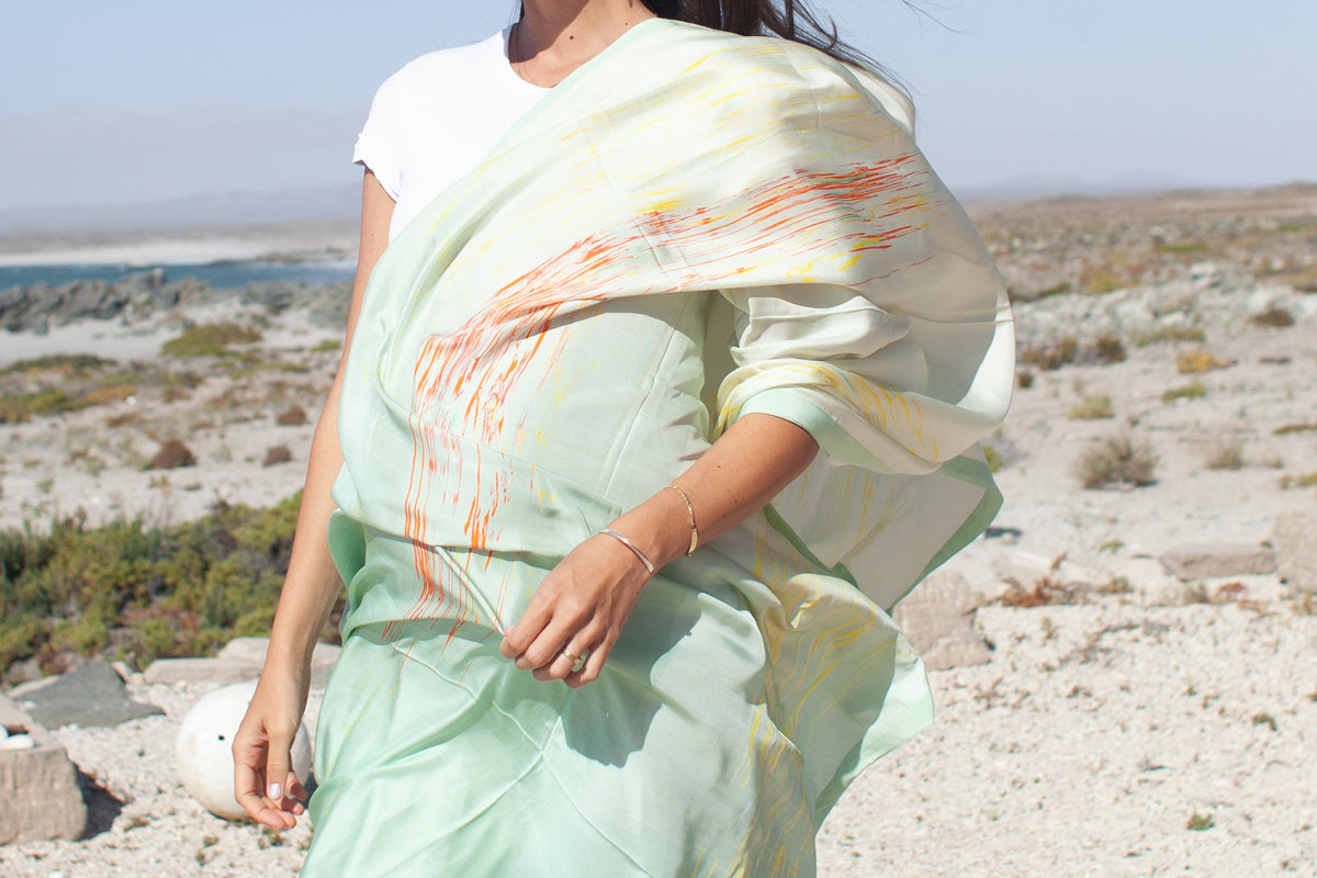 Oversize Silk Stole - Mint